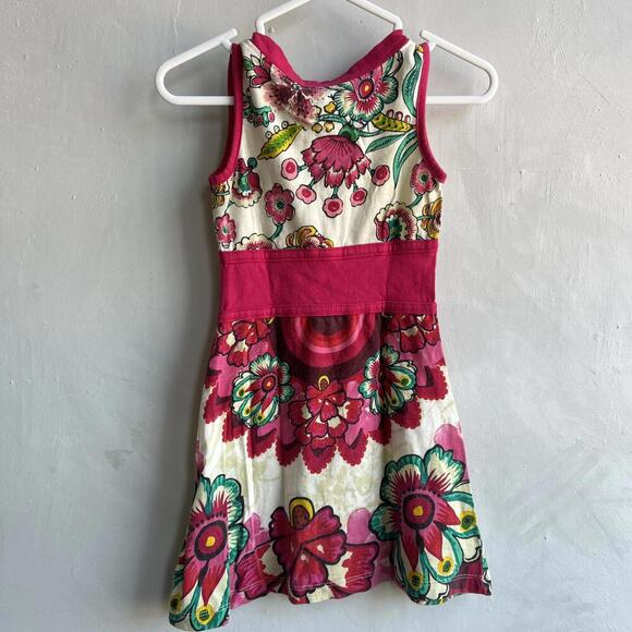Desigual Girls Size 3/4 Pink White Floral Printed Sleeveless A Line Dress - Picture 3 of 13